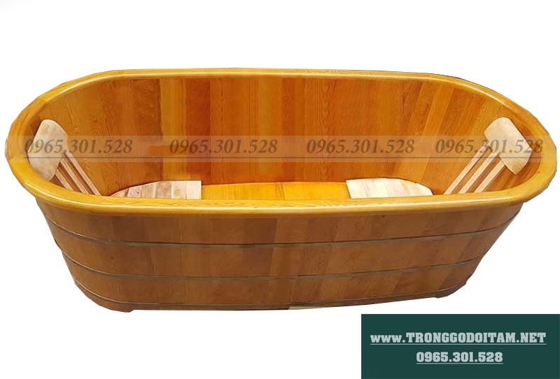 bồn tắm gỗ tròn bo viền