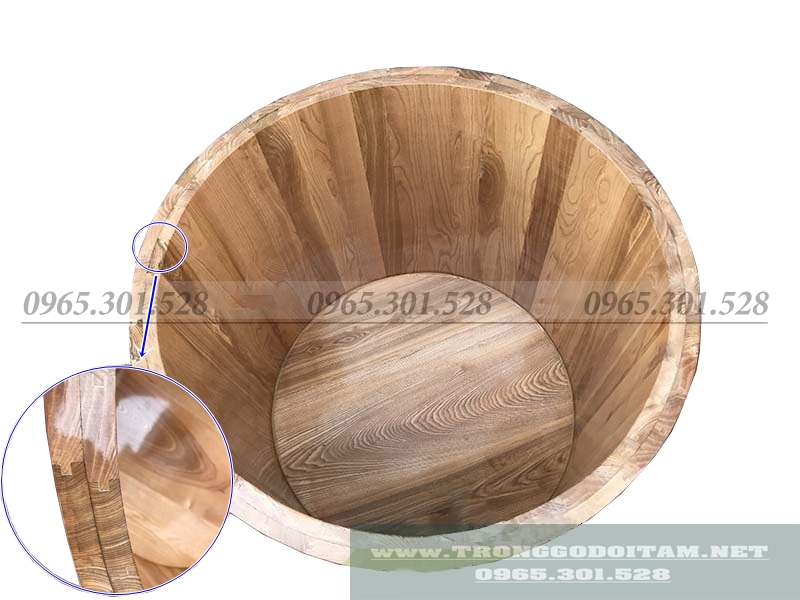 thùng tắm gỗ tròn bo viền
