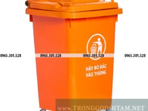 giá thùng rác nhựa 60 lít màu cam