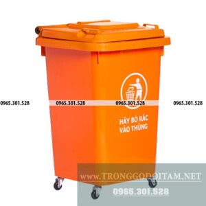 giá thùng rác nhựa 60 lít màu cam