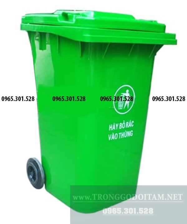 thùng rác nhựa 240 lit màu xanh lá cây