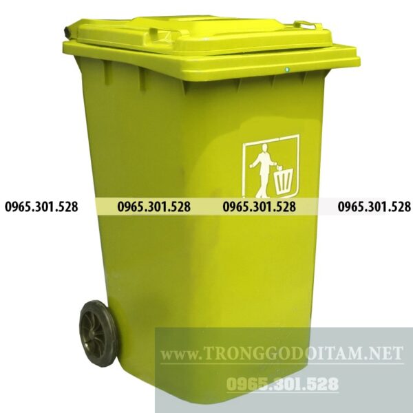 thùng rác nhựa hdpe 240 lít màu vàng