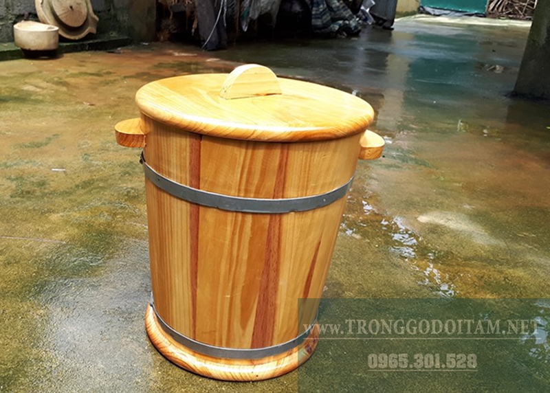 thùng gỗ đựng gạo đẹp