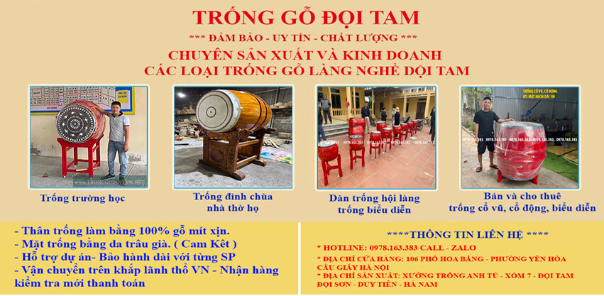 banner trống gỗ đọi tam